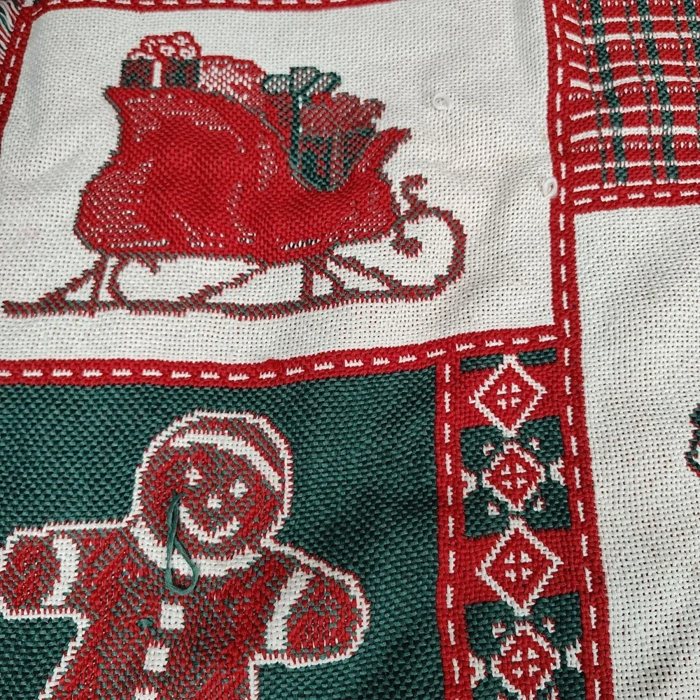 Vintage Christmas Holiday Throw Blanket Santa Snowman Tapestry 59